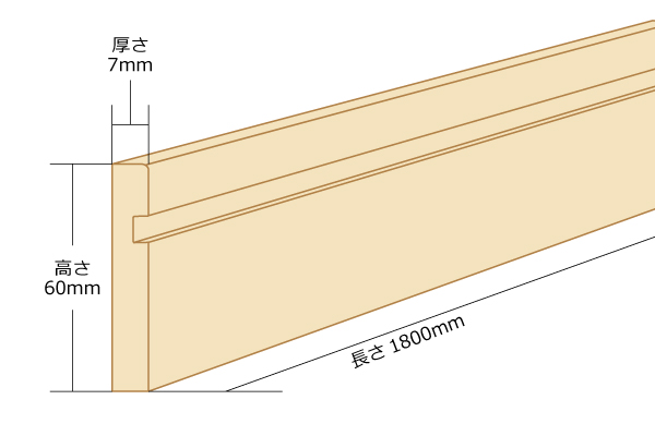 巾木 厚7ｍｍ 高さ60ｍｍ 長さ1800ｍｍ 色 ナチュラルバーチ